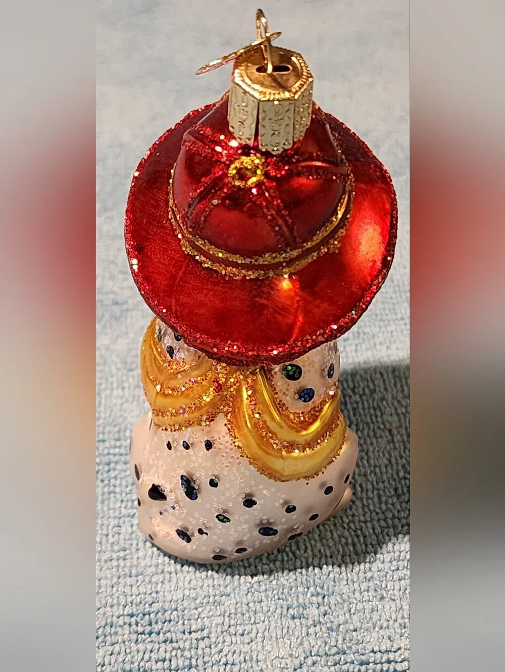 OLD WORLD CHRISTMAS ORNAMENT Dalmatian Fire Chief Glass Ornament - Red & Gold